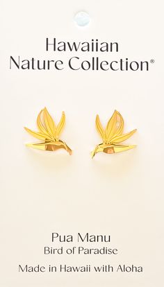 the hawaiian nature collection has two gold bird studs on it's back side