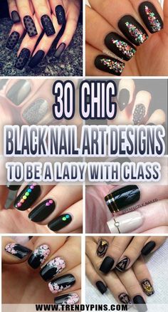 Edgy Black Nails Art Designs, Black Nails With Colored Tips, Unique Black Nail Designs, Nail Art Designs Gothic, Black Nails With Art, Black Nails Spring, Level 1 Nail Art, Black Easter Nails, Black Nails With Colorful Design