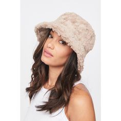 Woman wearing Latte Urban Expressions Faux Fur Bucket Hat Bucket Hat 818209014625 View 1 | Latte Fur Bucket, Faux Fur Bucket Hat, Fur Bucket Hat, Faux Fur Material, Crown Heights, Scarf Sale, Hat Shop, Printed Mini Dress, Corset Top