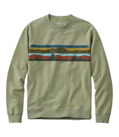 This easy-to-layer crewneck has everything we want in a sweatshirt: soft, stretchy fabric, outdoor-inspired graphics and non-stop comfort. Slightly Fitted: Relaxed through the chest and sleeve, with a slightly slimmer waist. Moisture-wicking, breathable blend of 59% cotton, 38% polyester and 3% spandex. Machine wash and dry. Raglan sleeve construction for increased comfort. Ribbed cuffs and hem. Warm Teal/National Parks is included in the National Park Collection. Imported. Fit: Slightly Fitted | Men's Comfort Camp Crewneck, Graphic, Synthetic/Cotton Blend Casual Midweight Crew Neck Top, Fall Crew Neck Sweatshirt With Brushed Fabric, Casual Outdoor Sweatshirt For Fall, Outdoor Crew Neck Sweatshirt In Athleisure Style, Fall Graphic Print Sweatshirt For Layering, Casual Outdoor Sweatshirt With Ribbed Cuffs, Casual Fleece Sweater For Outdoor Activities, Cotton Sweatshirt For Spring Outdoor Activities, Casual Cotton Sweatshirt For Outdoor Activities