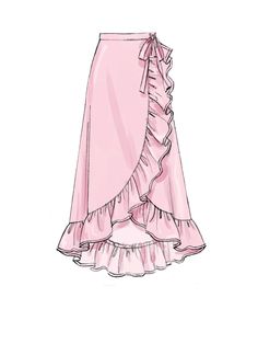 a drawing of a pink skirt with ruffles