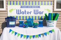 Water gun party (another fun summer idea) Kids Water Party, Printable Party, Summer Birthday