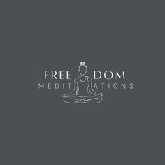 a woman sitting in a lotus position with the words free dom meditations on it