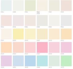 the color chart for different shades of pink, yellow and green with text below it