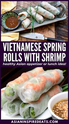 a plate stacked with shrimp spring rolls next to a dipping sauce Gathering Appetizers, Shrimp Asian, Fresh Spring Rolls Recipe, Asian Food Appetizers, Healthy Spring Rolls, Shrimp Healthy