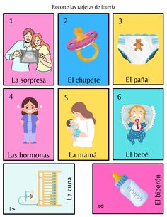 the spanish poster shows different types of baby items and how to use them in each language