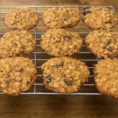 several cookies cooling on a wire rack