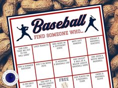 a baseball game board surrounded by peanuts