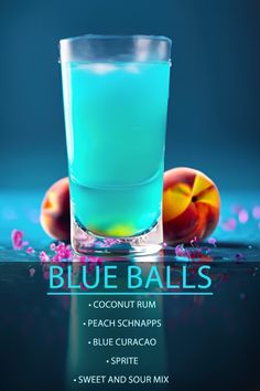 Fun Cocktails Recipes, Cool Mixed Drinks Alcohol, Cool Drink Ideas, Blue Drinks Alcohol Parties, Blue Alcohol Drink, Blue Balls Drink, Best Blue Alcoholic Drinks, Blue Mixed Drinks, Blue Mix Drinks Alcoholic