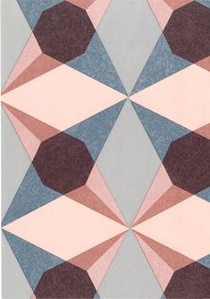 an abstract design with pink, blue and grey colors