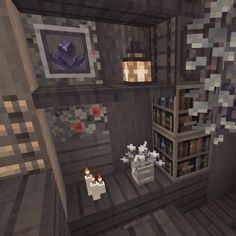 an image of a room in a minecraft house that looks like it has flowers on the window sill