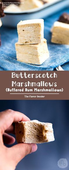 the butterscotch marshmallows are stacked on top of each other and ready to be eaten