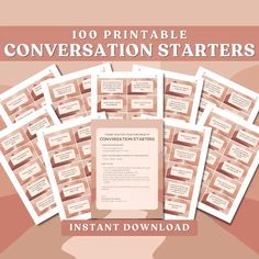 the printable conversation starter is shown with instructions