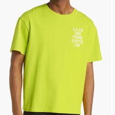 Brand New With Tags Men’s Frame Season Cotton Graphic Tee, Size Small. Neon Green/Yellow Mens Frames, Denim Shirt Men, Frame Denim, Neon Green, Denim Shirt, Tee Shirts, Graphic Tees, Mens Shirts, Man Shop