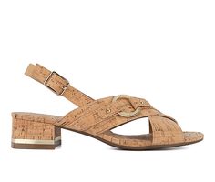 Patent PU or Cork upper, Slingback strap with adjustable buckle closure,1.5\ cork heel, Open round toe, Memory Foam footbed, TPR outsole | Women's Jones New York Grenel Dress Sandals in Cork Size 8 Summer Cork Sandals With Ankle Strap, Summer Ankle Strap Cork Sandals, Spring Cork Sandals With Buckle Closure, Spring Cork Footbed Sandals With Buckle Closure, Cork Open Toe Sandals With Heel Strap, Summer Cork Footbed Sandals With Buckle Closure, Cork Heels, Shoe Carnival, Dress Sandals