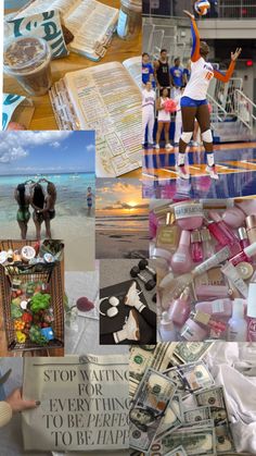 collage of photos with people and items from various places around the world including newspapers, magazines, sports equipment, and more