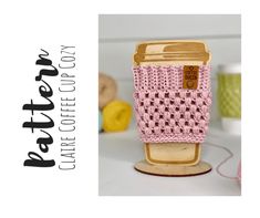 a knitted cup holder is shown with the words craftter's day on it