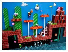 an image of a wall made out of legos and paper mario's castle