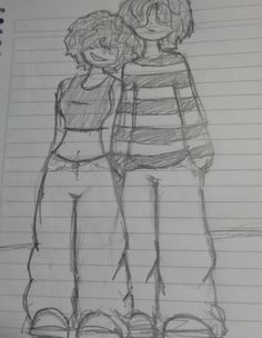 a drawing of two people hugging each other