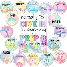 a poster with words that say ready to dive in learning prep bwm's box