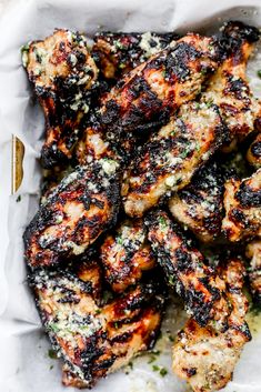 grilled chicken wings with herbs and parmesan cheese