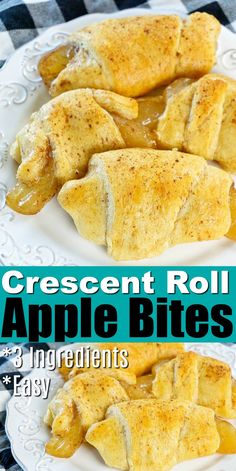 easy to make apple crescent rolls on a white plate