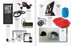 an open magazine with many different items on the page and in it's center