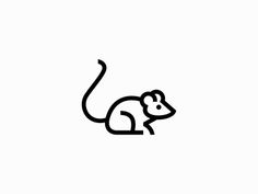 a black and white logo with a rat on it's back, in the shape of a mouse