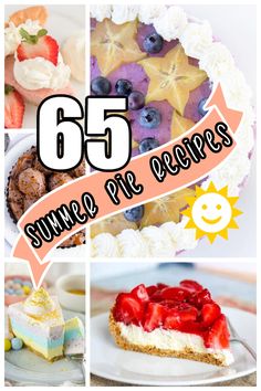 six different desserts with the words 65 source preseres on top and below