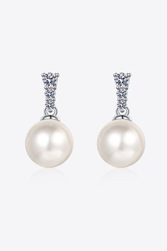 Moissanite Pearl Drop Earrings - Sydney So Sweet Pearl Jewels, Ear Ring, Moissanite Earrings, Fashion Revolution, Moissanite Jewelry, Ear Rings, The Pearl, Silver Drop Earrings, Pearl Drop Earrings