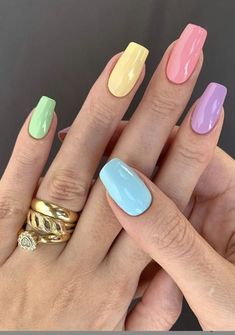 Easter Nail, Spring Acrylic Nails, Short Acrylic Nails Designs, Easter Nails, Rainbow Nails, Pastel Nails, Fire Nails