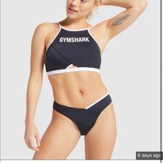 Nwt. Gymshark Horizon Train Bikini Bottom. Black With White Strip On Waist. Size Xs. White Fitted Swimwear For Training, Sporty Black Halter Neck Swimwear, Black Bathing Suit Bottoms, Sporty Micro-elastic Brief Swimwear, Sport Bikinis, Bathing Suit Bottoms, Black Bathing Suits, 2 Piece Swimsuits, Pink Swimsuit