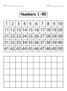 the numbers 1 - 50 worksheet is shown