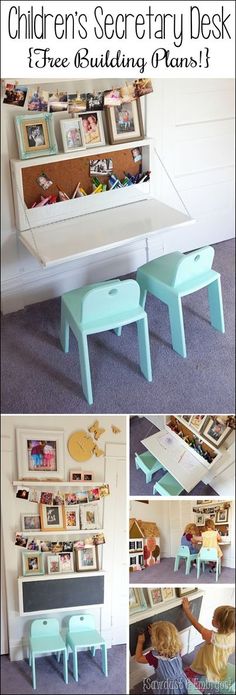 the children's secretary desk has been painted blue and is being used as a toy