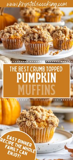 the best crumb - topped pumpkin muffins are on display in this recipe