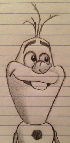 a pencil drawing of a cartoon character from the disney movie frozen in time, drawn on lined paper