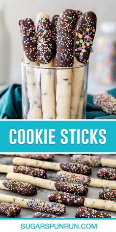 Cookie Sticks - Sugar Spun Run Brownie Treat Ideas, Chocolate Dipped Chocolate Chip Cookies, Chocolate Chip Cookie Sticks, Turbinado Sugar Recipes, Crunchy Desserts, Cookie Sticks Recipe, Sugar Cookie Sticks, Dipped Chocolate Chip Cookies, Cookie Dippers