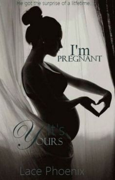 a pregnant woman sitting in front of a curtain with the words i'm pregnant it's yours