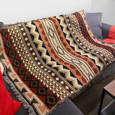 PRICES MAY VARY. 【Cotton Woven】：Native american blanket is made of cotton and polyester blend, soft to the touch. Three-layer structure for improved thickness and durability. Protects the sofa from pets. 【Reversible】: Aztec blanket with reversible design, showing different color patterns on both sides, bringing a different visual experience. It can be better matched with different styles. It is the best choice for gifts to friends and relatives. 【Home Decor】: Blanket pattern in classic Aztec sou Native American Blanket, Crochet Blanket Tutorial, Crocheted Stuff, Aztec Blanket, Boho Blanket, Crochet Blanket Pattern Easy, Bed Chair, Tapestry Blanket, Crocheting Ideas