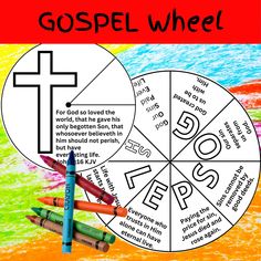 a cross and crayons with the words, god's wheel