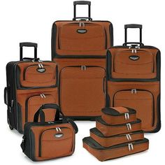 Travel in style with this Amsterdam II 8-piece luggage set. The set is made of 1200 D 2-tone polyester. Each suitcase features expandability, telescopic handle system, recessed inline skate wheels, add-a-bag strap, and full interior lining. The travel tote bag has adjustable shoulder strap with padded handle. The packing cubes have solid matte finished metal pulls that make opening and closing easy. Mesh top panel is great for easy identification of contents and ventilation. The soft mesh won't Premium Luggage, Skate Wheels, Inline Skate, Travel Tote Bag, Packing Cubes, Travel In Style, Comfortable Tops, Luggage Sets, Travel Tote