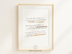 an image of a framed quote on the wall