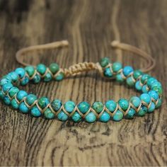 Boho Double Layer Turquoise Bracelet - Handwoven Natural Stone Adjustable See Pictures For Details Casual Turquoise Beaded Bracelets For Festival, Adjustable Woven Braided Bracelet With Round Beads, Adjustable Braided Bracelet With Round Beads, Casual Braided Bracelets For The Beach, Casual Braided Bracelets For Beach, Casual Braided Bracelet For Beach, Handmade Turquoise Casual Friendship Bracelets, Turquoise Bracelets With Sliding Knot For Vacation, Turquoise Sliding Knot Bracelet For Vacation