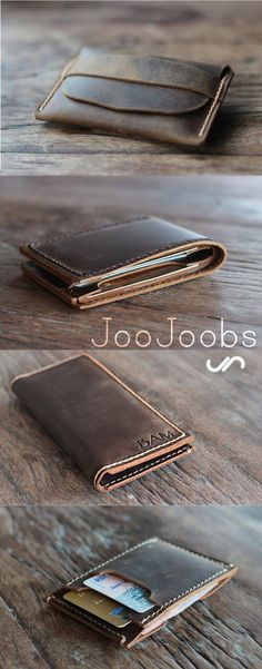 Handmade Leather Wallets by JooJoobs. Top picture - Listing 014 2nd picture - Listing 002 3rd picture - Listing 065 4th picture - Listing 031 All handmade, hand-stitched perfect. #etsy #handmadewallets #bestwallets #bestgiftideas