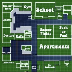 the floor plan for an apartment building with lots of rooms and parking spots on it