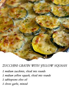 the recipe for zucchini gratin with yellow squash