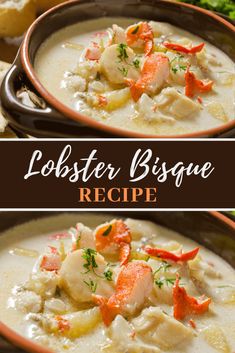 lobster biscuit recipe in a bowl with bread and parsley on the side, ready to be eaten