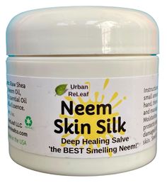 PRICES MAY VARY. Gentle, Effective, Natural, Holistic, Vegan. Used for thousands of years, Neem soothes and feels amazing after shaving and on dry, ashy skin. Urban ReLeaf Neem Skin Silk Intended Use: Gently soothe damaged, injured and dry skin. Calm irritation, moisturize, protect and nourish. Warning: The safety of this product has not been determined. Net wt: 2 ounces Directions: Warm a small amount in your hand. Apply to skin, massage gently. Warnings: For external use only. Discontinue use if product causes irritation. Manufactured by: Urban ReLeaf LLC, St. Petersburg, FL 33710. Made in the USA. Product Ingredients: Raw Shea Butter, Neem Oil, Bergamot Essential Oil, Vanilla Essence. 100% Natural. Made in the USA. Waterless! No waste, No mess, No spill. Very rich and concentrated. Big Shedding Skin, Glowing Body Skin, Nail Remedies, Healing Salve, Uses For Vicks, Healing Salves, Raw Shea Butter, Bergamot Essential Oil, Natural Cold Remedies