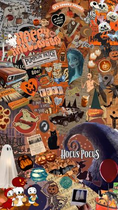 a collage of halloween stickers and pictures