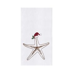 a starfish with a santa hat on it's head